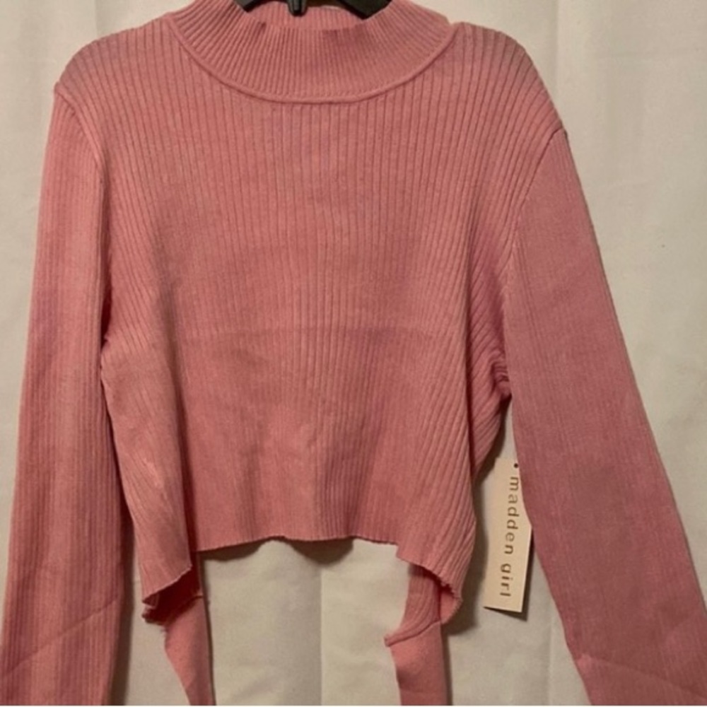 Madden Girl Pink Ribbed Crop Top
